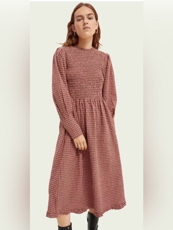 Scotch & Soda Dresses & Skirts - Scotch & Soda Smocked Seersucker Gingham Cottagecore Midi Dress - Size M
